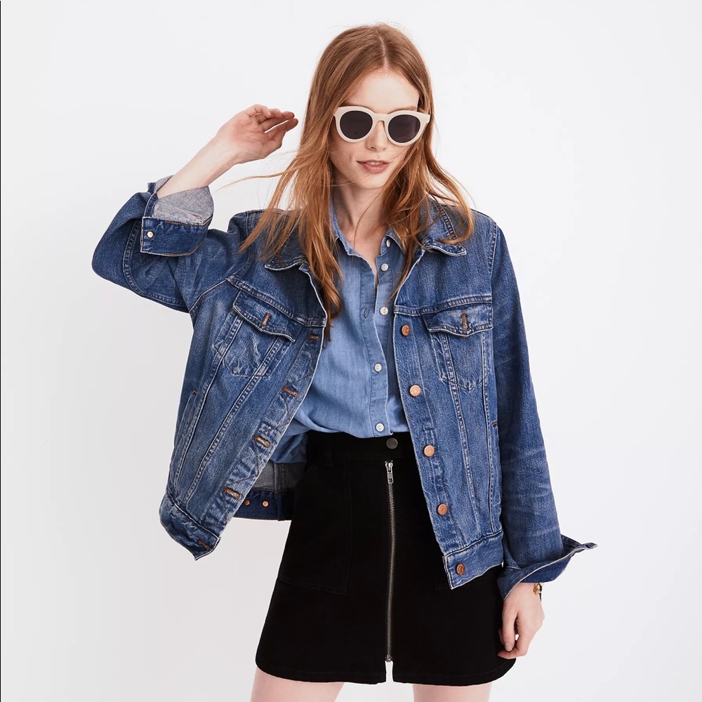 Madewell Denim Utility Zip Skirt in Black Forest